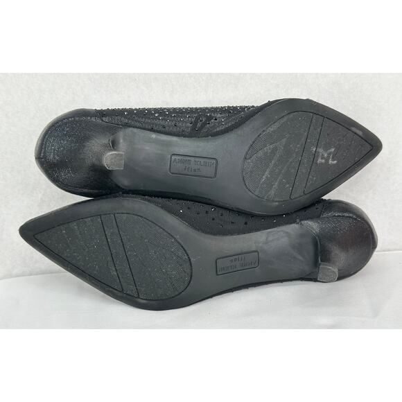 Anne Klein iflex Akfadira Black Pointed Toe Kitten Rhinestone Dress Heels 8.5 - Picture 7 of 9